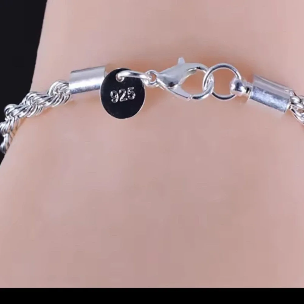 NEW‎ Sterling Silver 925 Rope Chain Bracelet